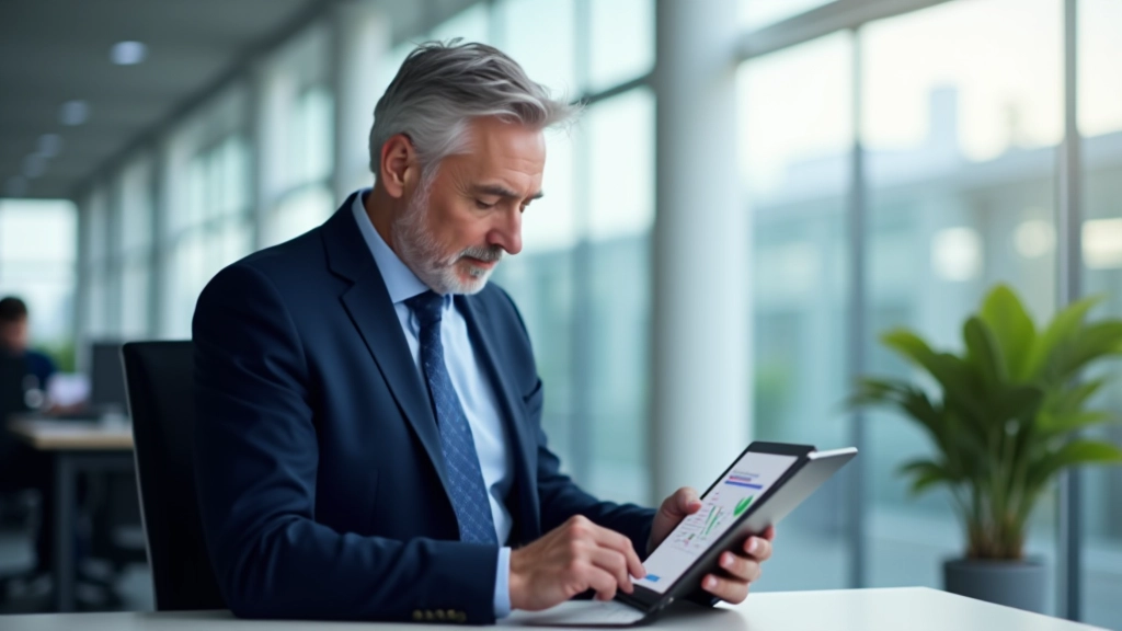 Finančný poradce ukazuje na tablet s grafem investičního portfolia